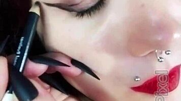 backstage with a pretty brunette in uniform