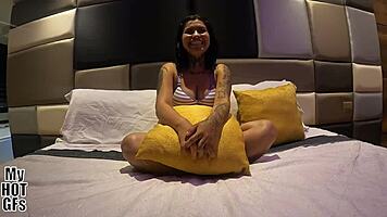 beautiful elizabeth feels intense pleasure as she cums and squirts during blowjob with her boyfriend