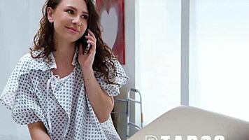 Flexible Blonde With Tattoo Performs In Black Stockings