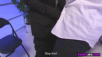 the japanese police lady gives a steamy blowjob to young 18+ suspect