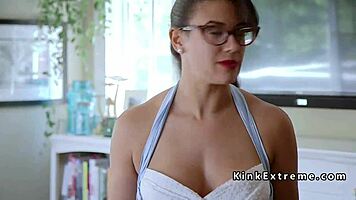 tied up teen 18+ throat banged and ass caned in this bizarre group fetish submission bdsm scene