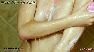 Drop Dead Gorgeous Teen 18+ Stuns in Shower Scene During Petite Amateur Photoshoot on Sofa