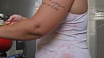 Fiorella rides and swallows cum