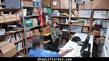Young Shoplifter Caught by Officer in Office