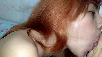 She convinces her ex with a blowjob, ends with cum-filled pussy craving more.