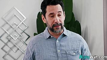 blonde teen pours nuru gel and rides client