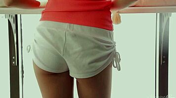 curly young doll fanni fingers herself to give her neighbors a show