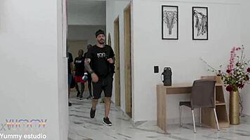 Damn! Hot Boxer Hannah Jones Bangs Coach and Friends with Rough DAP After Workout