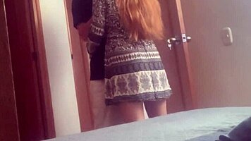 Stepsister blows boyfriend in hidden camera view