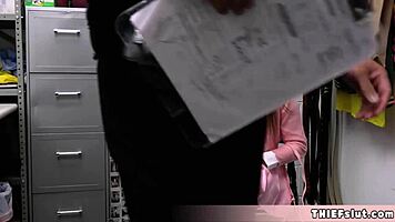 Caught Stealing! Cute Streamer Offers Tiny Pussy To Mall Cop!