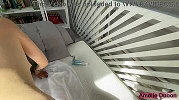 Amelie Dubon rides and bends for hot creampie