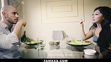 Sorority Step Daughter Rides Father-In-Law Doggystyle Cumshot