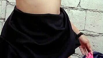 Sexy Pinay Teen Uses Huge Dildo on Big Clit in Construction Site