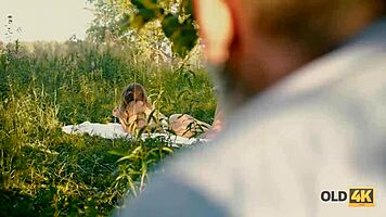 old4k handsome old man seduces busty gal for forest encounter