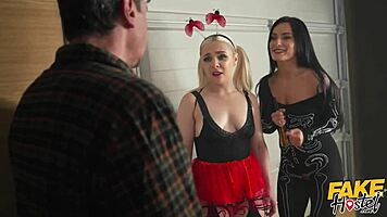 Noisy Party Girls in Threesome at Fake Hostel