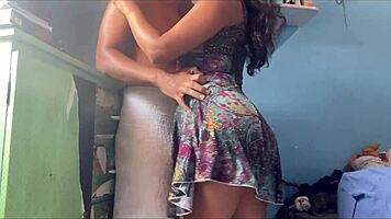 damn! maid skips panties at work and gets her pussy pounded hard!