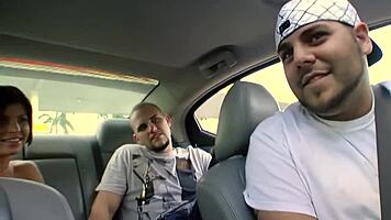 Horny Brunette Sucks Cock In Car Then Rides Dick In Tight Teen Pussy