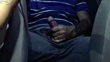 driver catches man masturbating in back seat, flashes tits and sucks him off outdoors?