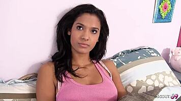 Frustrated Tall Latina Step-Daughter with Small 18+ Waist Talks into Taboo Quickie with Father-in-Law