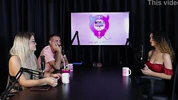 Blonde charllottye in sheer red lingerie at swing house