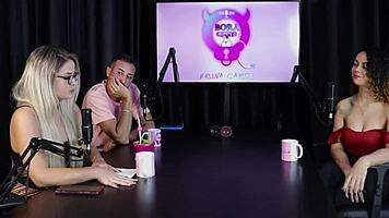 Blonde charllottye in sheer red lingerie at swing house