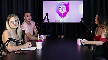 Blonde charllottye in sheer red lingerie at swing house