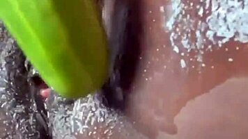 teen 18+ pussy drips from cucumber