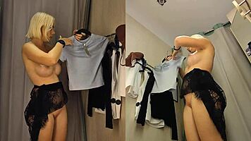 Amateur Video of Sexy Naked Blond Trying On Clothes in Public Dressing Room