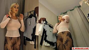 Amateur Video of Sexy Naked Blond Trying On Clothes in Public Dressing Room
