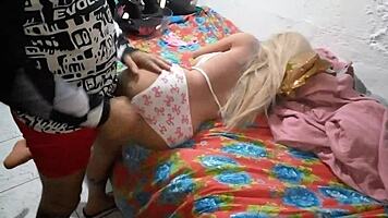 slammed deep into blonde doll's tight ass with hard toy