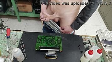 Blasting huge cumshot on client's machine