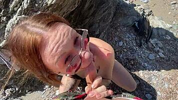 horny couple fucks quickly on beach vacation, cum on ass