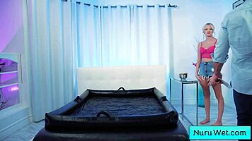 busty blonde masseuse applies nuru gel and rubs on client - seth gamble skyler storm