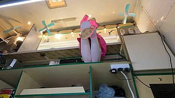 is that pussy peeking under her skirt at work?