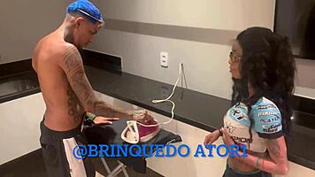 Latina maid provides room service and cleans up mess in hotel