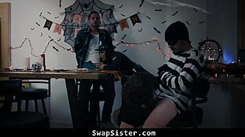 four stepsiblings agree to a full-on sex party with riding and blowjobs 😏