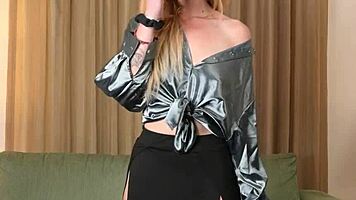 Hazel Ash slips into tight yoga pants and heels for a steamy try-on session