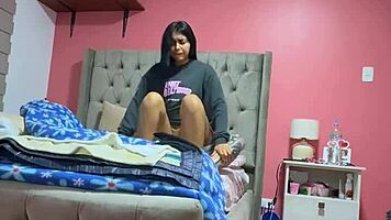 My girlfriend's parents left us alone at home. Did we have horny homemade sex with masturbation and orgasms?