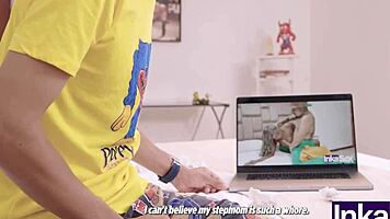 Ebony Stepmother With Huge Tits Catches Me Watching Porn