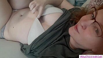 Oh, Look At This Petite 18+ Ginger With Glasses Teasing Us With Her Small Tits!