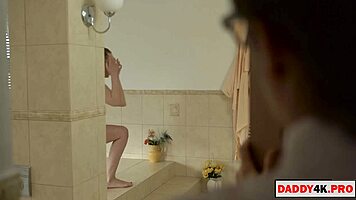 stepfather watches teen girlfriend blowjob old man