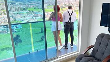 Cheating Wife Fucks Lover While Boyfriend Watches in Dorm!