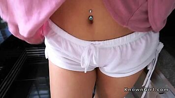 Busty teen passionately fucks in the bathroom.