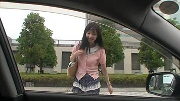japanese teen rides on car passionately
