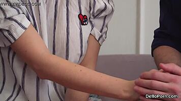 lovely sweetie stretches her tight snatch, gettin deflorated for first time.