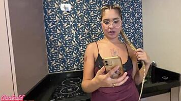 Latina Brunette Cheats On Cuckold Husband With Intense Blowjob And Cunilingus At Home