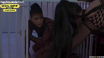 Uncaged Threeway: Angela White And Queenie Sateen In Bedroom Action