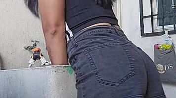 mexicana gets fucked while washing clothes at home 😏