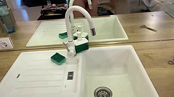 Petite blonde flashes pussy in porn casting