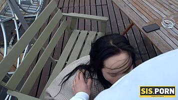 Porn guy fantasizes about sex with step ter and this day comes, sucking juicy cock in doggystyle fantasy.